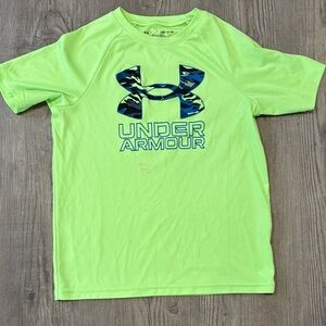 Under Armour Kids Lime Green Camo Logo Tee